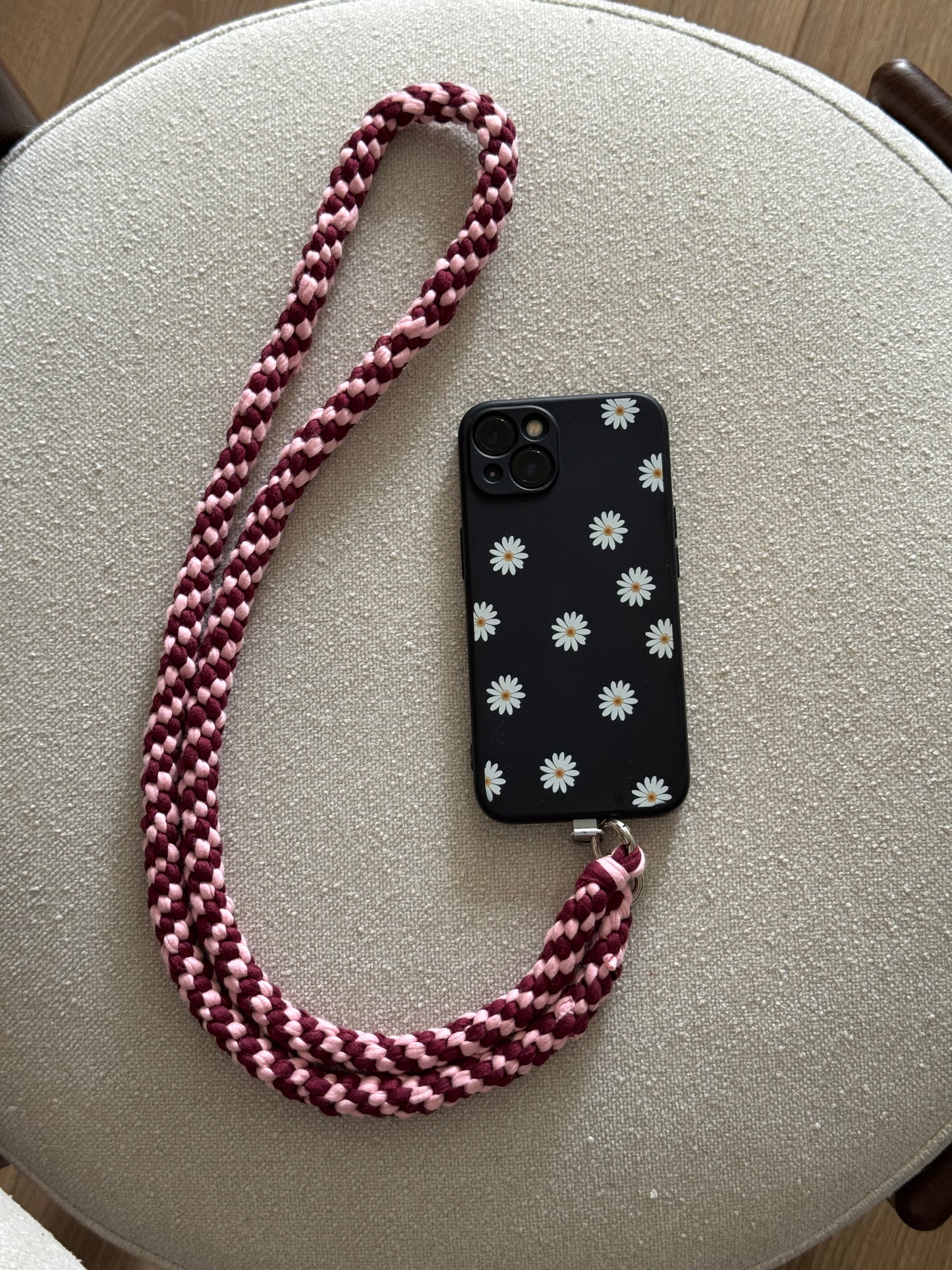 Cordon téléphone - rose/bordeaux