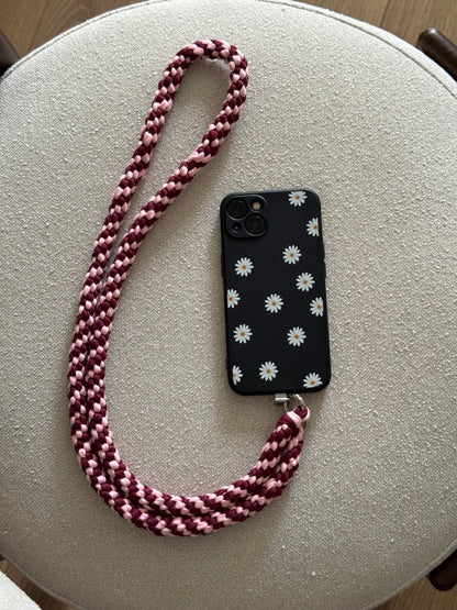 Cordon téléphone - rose/bordeaux