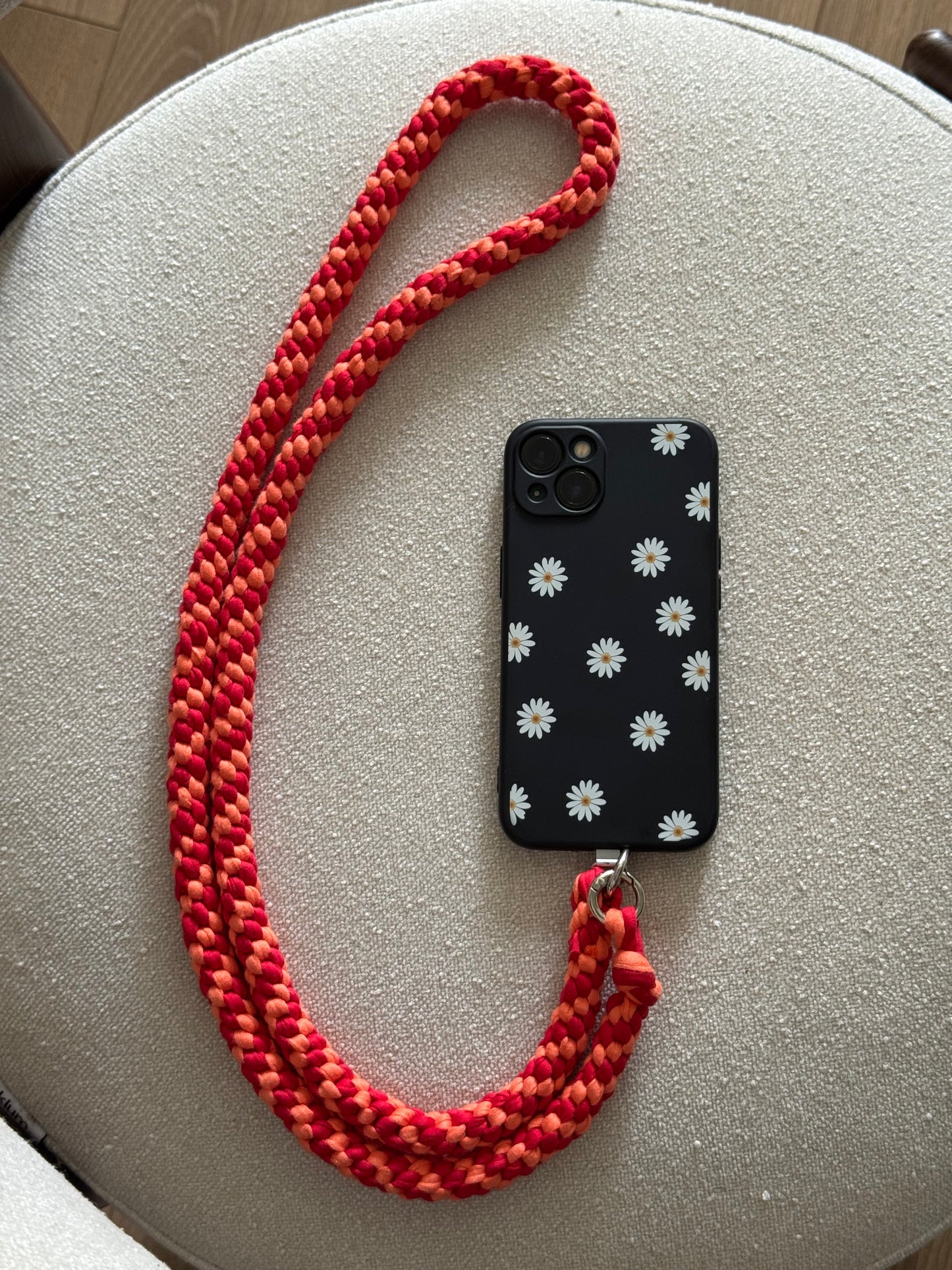 Cordon téléphone - orange/rouge